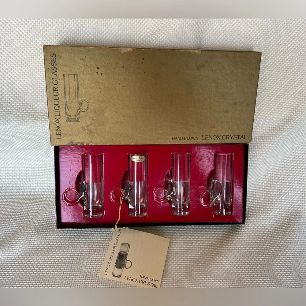Lenox Crystal Vintage Hand Blown Liqueur Glasses In Original Box set of 4